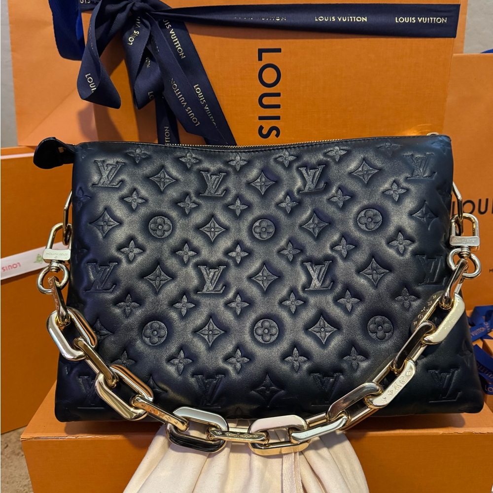 Louis Vuitton Dark Blue Embossed Shoulder Bag